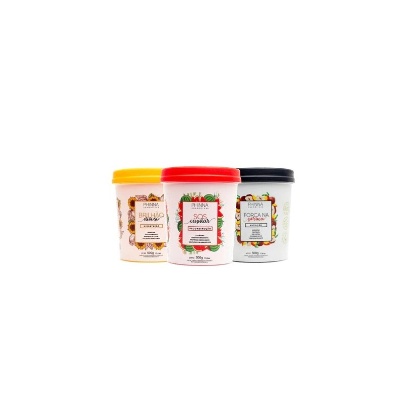 Chronogramme Capillaire Hydratation Nutritio et Reconstruction  Kit 3x500g - Phinna Beautecombeleza.com