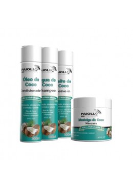 Coconut Hydration Dry Hair Moisture Shine Softness Treatment Kit 4 Itens - Paiolla Beautecombeleza.com