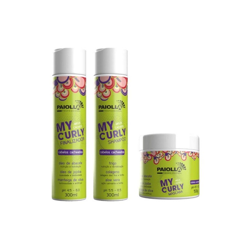 My Curly Curls Waves Treatment Hair Moisturizing Maintenance Kit 3 Itens - Paiolla Beautecombeleza.com