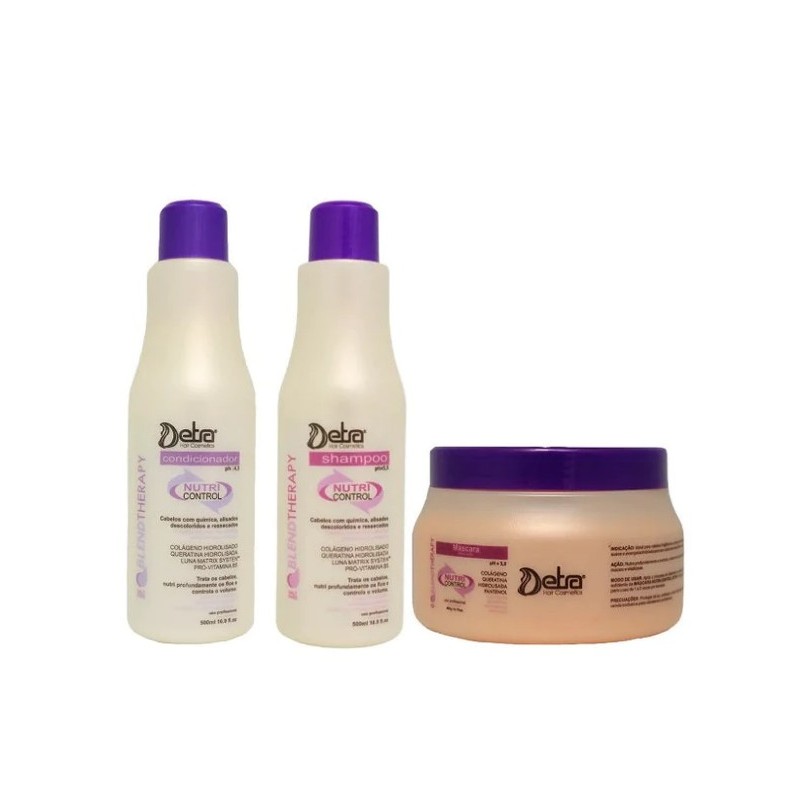 Nutri Control Post Chemistry Hair Smoothing Revitalizing Treatment Kit 3 Itens - Detra Hair Beautecombeleza.com