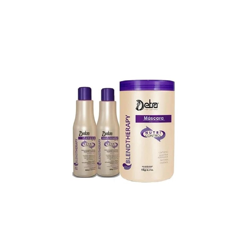 Nutri Control Damaged Hair Smoothing Revitalizing Treatment Kit 3 Itens - Detra Hair Beautecombeleza.com