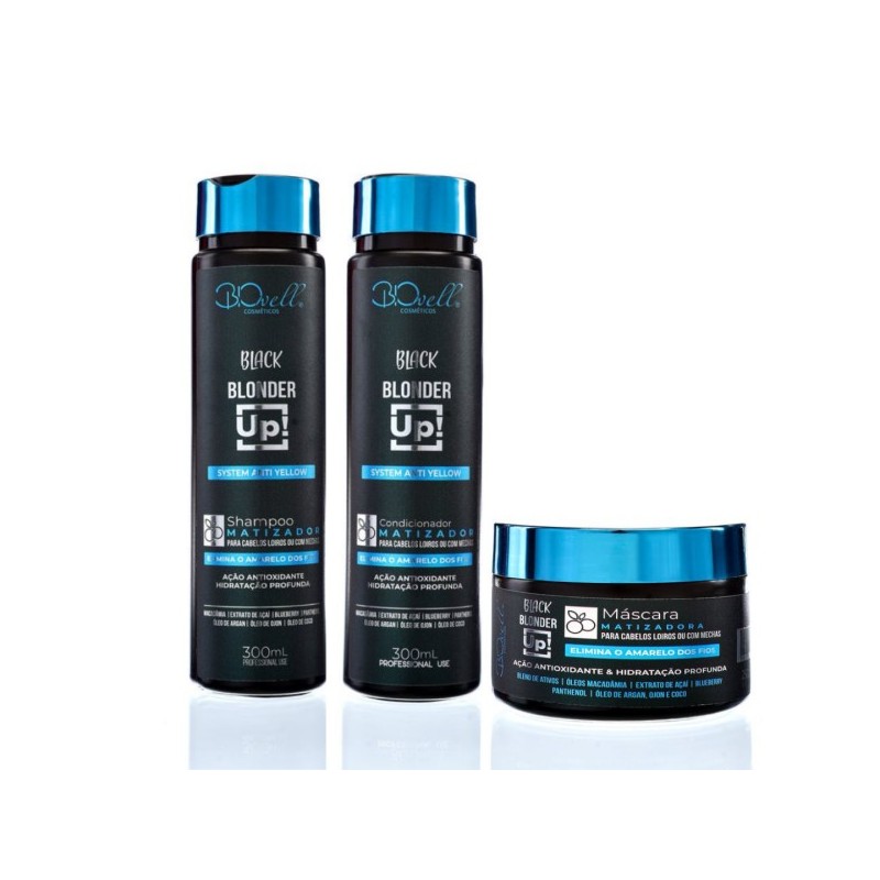 Blonder Up Black Cheveux Blonds et Décolorés  Kit 3 Itens - BioWell Beautecombeleza.com