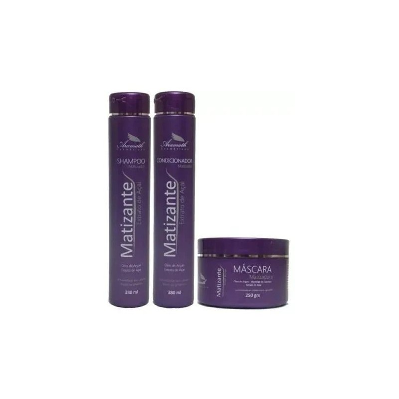 Kit Matizante Shampoo, Après-shampooing et Masque Extrait d'Açaï Beautecombeleza.com