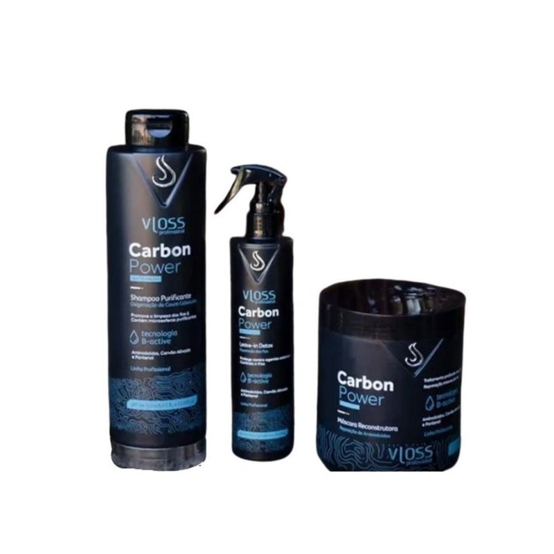 Carbon Power Reconstruction Panthenol Hair Treatment Kit 3x300 - Vloss Beautecombeleza.com