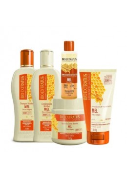 Bain Miel et Collagène Réparateur Hydratation  5 Articles - Bio Extratus Kit 5 Itens - Bio Extratus Beautecombeleza.com