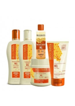 Honey Mel Collagen Hair Hydration Repair Treatment Kit 5 Itens - Bio Extratus Beautecombeleza.com