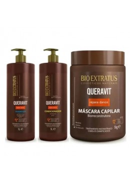 Queravit SOS Traitement Bio Reconstructeur des Cheveux Endommagés Kit 3x1 - Bio Extratus Beautecombeleza.com