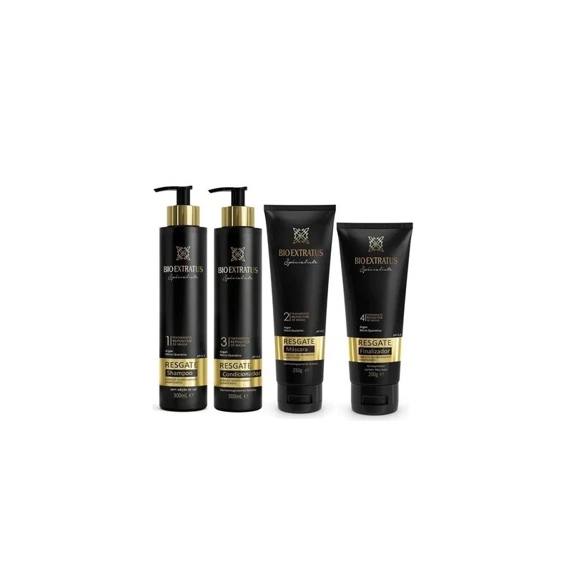 Resgate Rescue Hair Mass Replenisher Treatment Kit 4 Itens - Bio Extratus Beautecombeleza.com