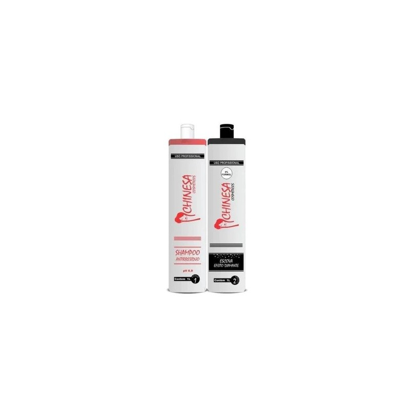 Chinese Progressive Brush Diamond Straightening Kit 2x1L - Chinesa Cosmetics Beautecombeleza.com