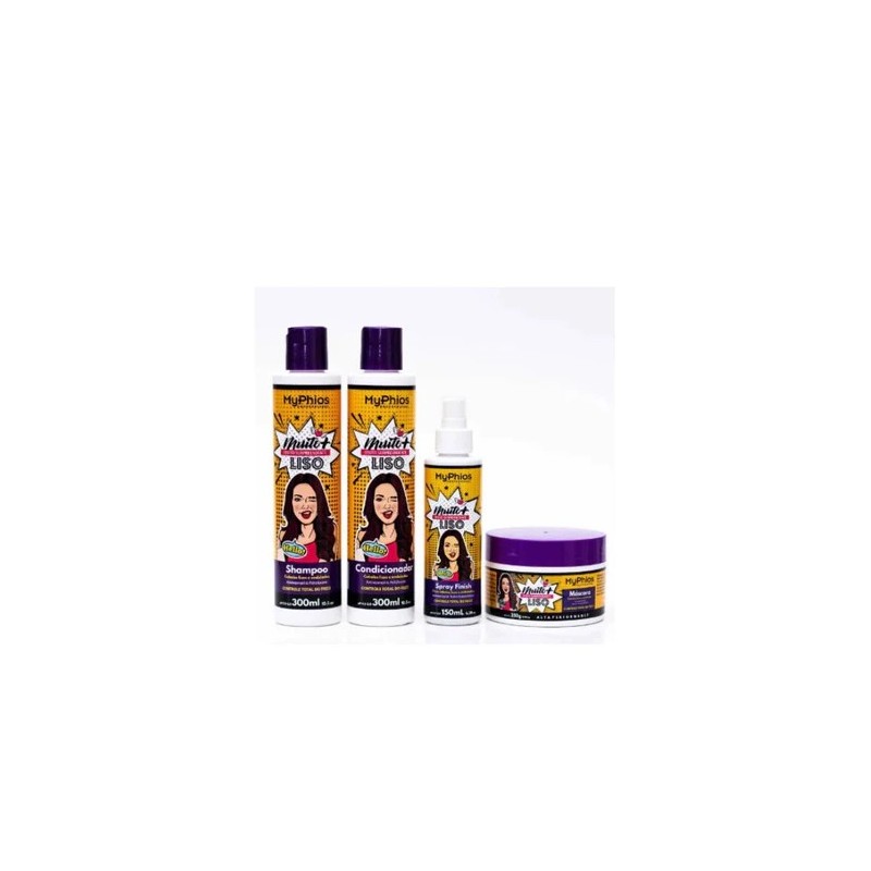 Muito + Liso Very Smooth Dry Hair Recovery Treatment Kit 4 Itens - My Phios Beautecombeleza.com Muito + Liso Very Smooth Dry Hair Recovery Treatment Kit 4 Itens - My Phios Beautecombeleza.com