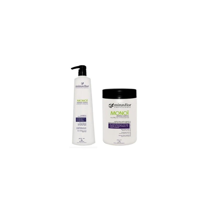 Monoi Asian Moringa Hair Mass Replenisher Revitalizing Kit 2x1 - Minas Flor Beautecombeleza.com