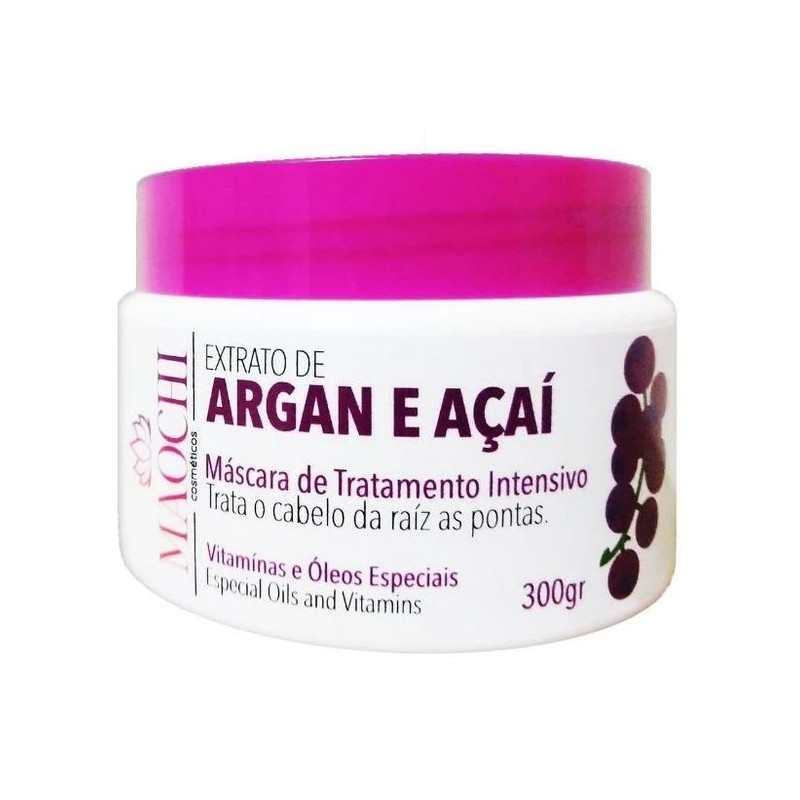 Intensive Treatment Argan Açaí Organic Hydration Treatment Mask 300g - Maochi Beautecombeleza.com Intensive Treatment Argan Açaí Organic Hydration Treatment Mask 300g - Maochi Beautecombeleza.com