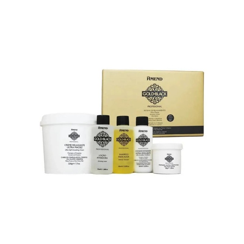 Gold Guanidine Curly Hair Relaxation Treatment Kit 5 Products - Amend Beautecombeleza.com