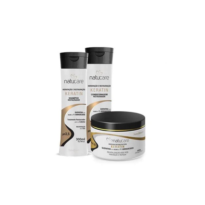 Natucare Keratin Home Care Restaurador Kit 3x300 - Natumaxx Beautecombeleza.com