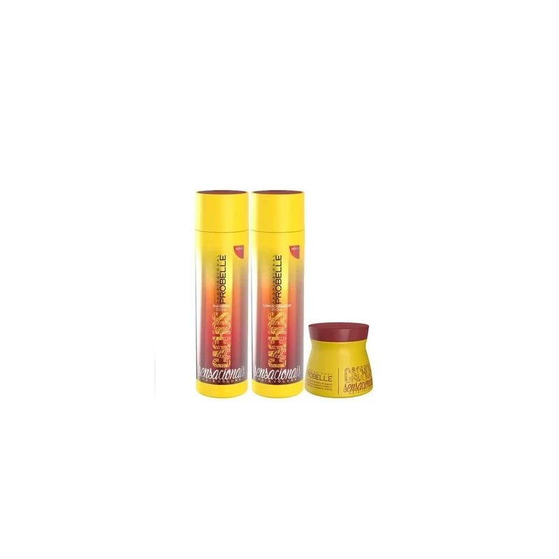 Cachos Sensacionais Curly Hair Curls Maintenance Treatment Kit 3x250 - Probelle Beautecombeleza.com