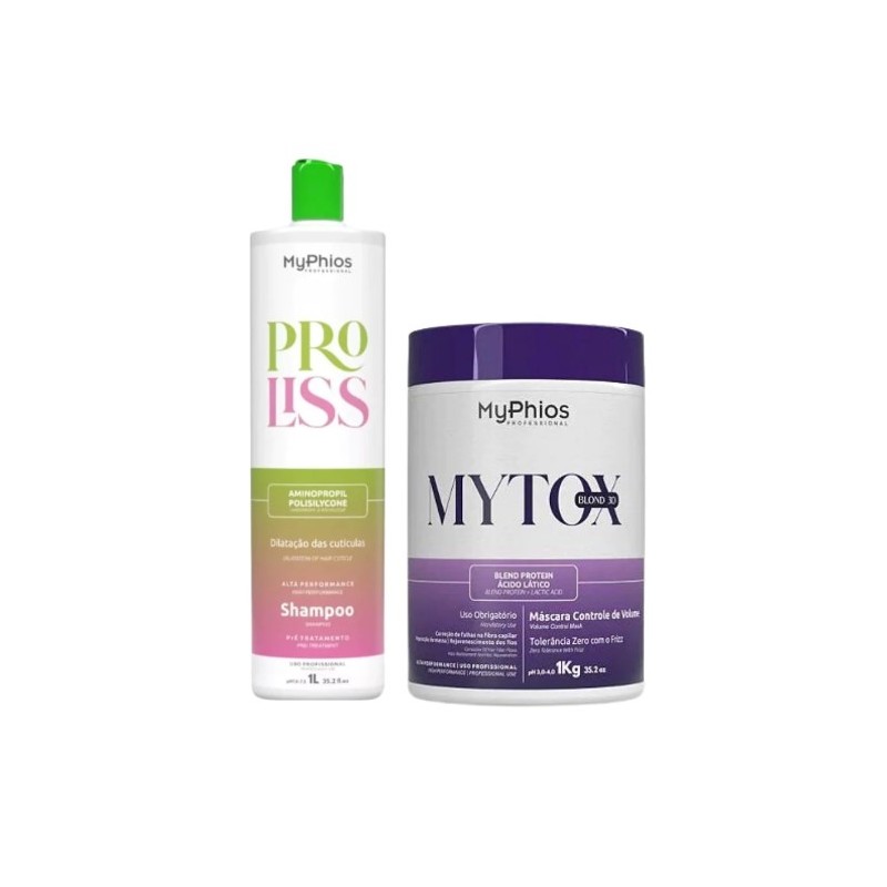 My Phios Cleansing Shampoo + MyTox Blonde Deep Hair Mask Hair Straightening Kit 2x1 Beautecombeleza.com