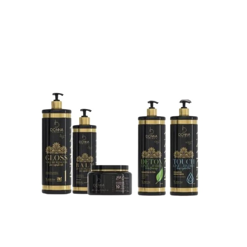 QueenCare Progressiva Indiana Gloss Redutor de Volume + Detox Shampoo + Touch Shampoo Kit 5 Beautecombeleza.com