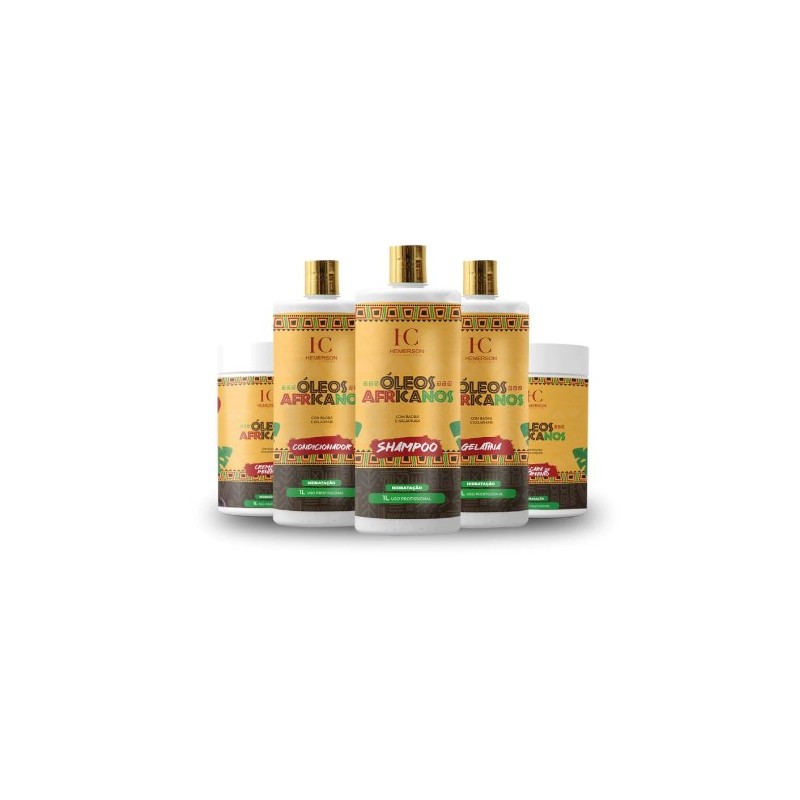 Óleos Africanos Mestre dos Cachos Kit 5x1L - Hemerson dos Cachos Beautecombeleza.com Óleos Africanos Mestre dos Cachos Kit 5x1L - Hemerson dos Cachos Beautecombeleza.com