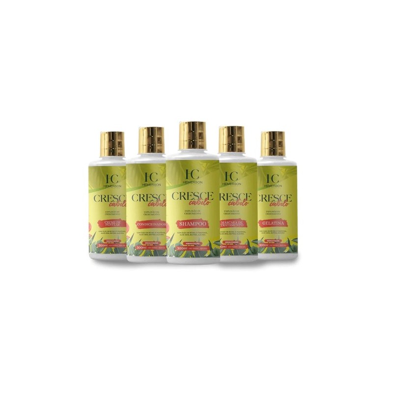 Cresce Cabelo Curly Hair Growth Treatment Kit 5x300ml - Hemerson dos Cachos Beautecombeleza.com