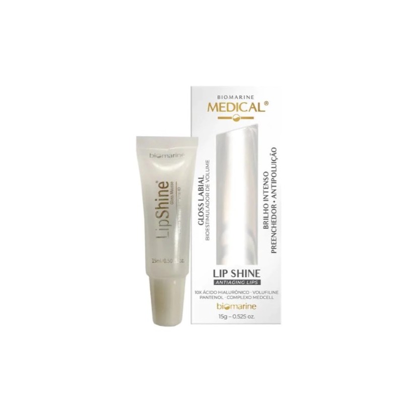 Medical Lip Shine Gloss Estimulador de Volume Labial 15g - Biomarine Beautecombeleza.com