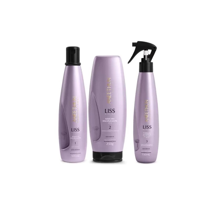 Frizz Reduction Long-lasting Smooth Liss Sysstem Hair Kit 3 Itens - Aneethun Beautecombeleza.com