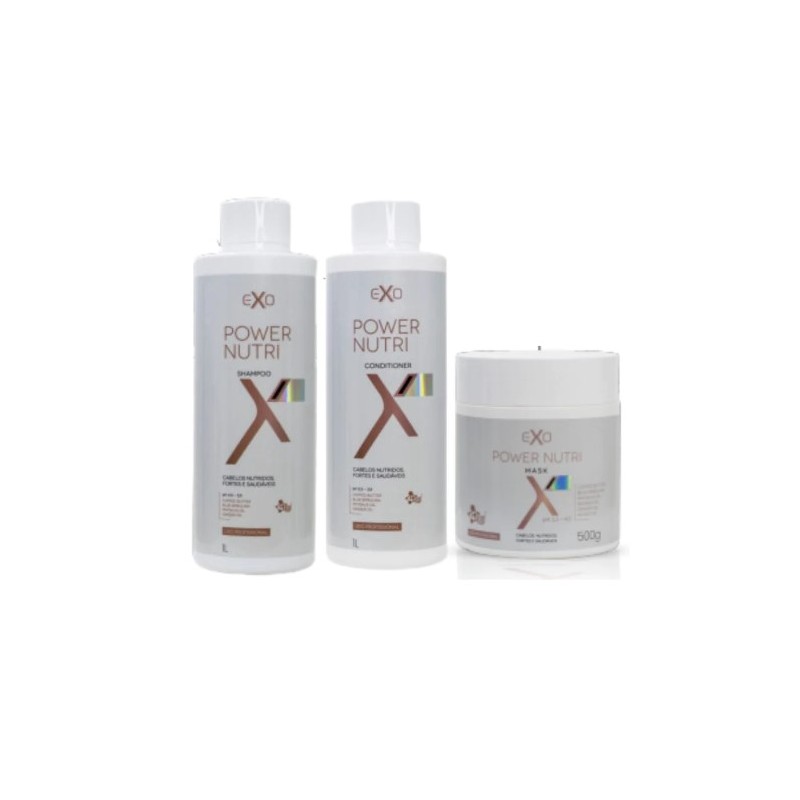 Power Nutri  Nutrição Intensiva Kit 3 - Exo Hair Beautecombeleza.com