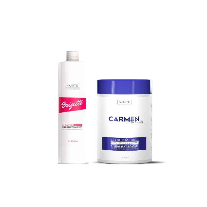 Vanité Brigitte Shampoo + Carmen Platinum Blond Deep Hair Mask Volume Reducer Kit Beautecombeleza.com