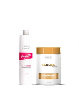 Vanité Brigitte Shampoo + Carmen Sensitive Lissage Réducteur de Volume Kit2x2kg - Vanité