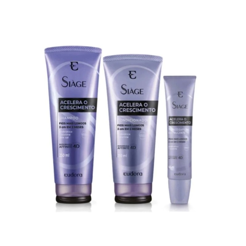 Siàge Acelera o Crescimento 3 cm em 2 meses 4D Kit 3 Itens - Eudora Beautecombeleza.com Siàge Acelera o Crescimento 3 cm em 2 meses 4D Kit 3 Itens - Eudora Beautecombeleza.com