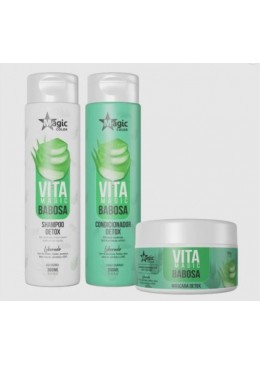 Brazilian Original Vita Magic Detox Aloe Vera Anti Frizz Kit 3 Itens - Magic Color Beautecombeleza.com