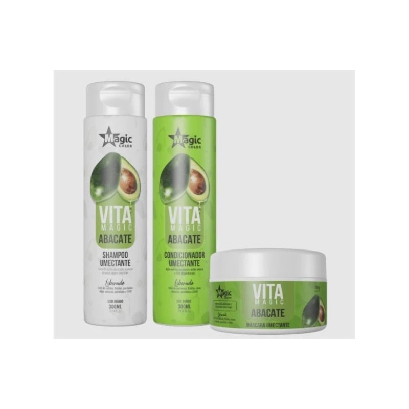 Vita Magic Abacate Avocado Moisturizing Humectant Hair Kit 3 Itens - Magic Color Beautecombeleza.com