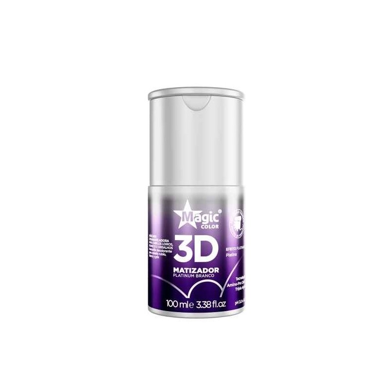 Mini Matizador 3D Platinum Branco Efeito Platinado 100ml - Magic Color Beautecombeleza.com Mini Matizador 3D Platinum Branco Efeito Platinado 100ml - Magic Color Beautecombeleza.com