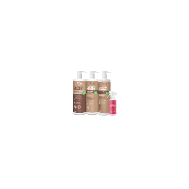 Kitão Crespo Power - Shampoo, Condicionador, Creme de Pentear e Spray Finalizador Kit 4 - Apse Cosmetics Beautecombeleza.com