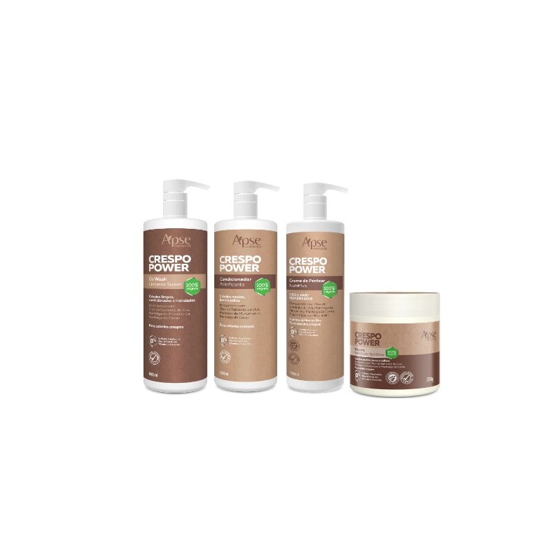 Crespo Power - Co Wash, Condicionador, Máscara e Creme de Pentear Kit 4 - Apse Cosmetics  Beautecombeleza.com