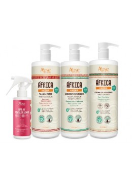 África Baobá - Shampoing, Revitalisant, Crème et Spray de Finition Kit 4 - Apse Cosmetics 
 Beautecombeleza.com