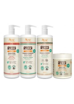 África Baobá - Shampoo, Condicionador, Máscara e Creme de Pentear Kit 4 - Apse Cosmetics Beautecombeleza.com