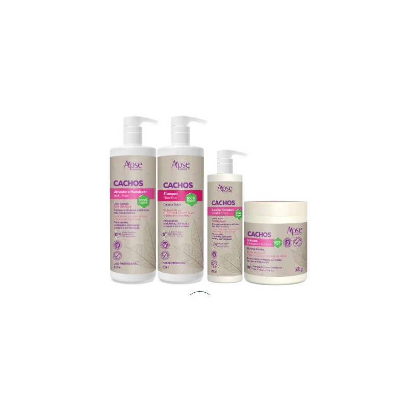Cachos - Shampoo, Gelatina, Máscara e Ativador Kit 4 - Apse Cosmetics  Beautecombeleza.com