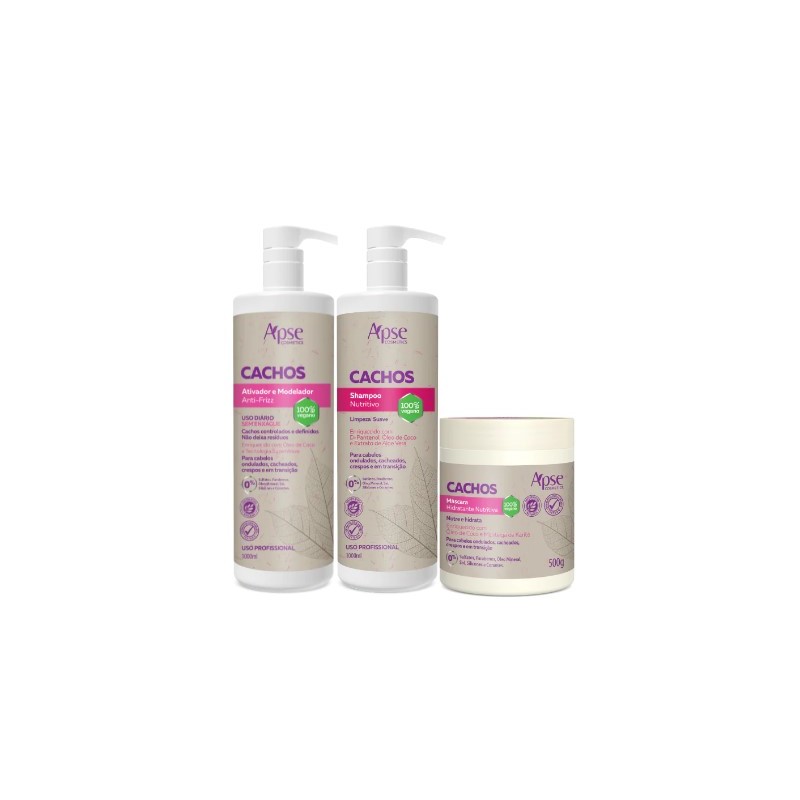 Cachos - Shampoo,Après-shampooing et Activateur Kit 3 - Apse Cosmetics - Beautecombeleza.com Cachos - Shampoo,Après-shampooing et Activateur Kit 3 - Apse Cosmetics - Beautecombeleza.com