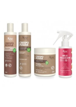Apse Cosmetics - Power Curly Hair Kit - Shampoo, Conditioner, Leave-in Cream, and Finishing Spray (4 ITEMS) Beautecombeleza.com