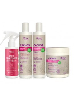 Cachos - Shampoo, Condicionador, Ativador e Modelador e Spray Finalizador Kit 4 - Apse Cosmetics Beautecombeleza.com