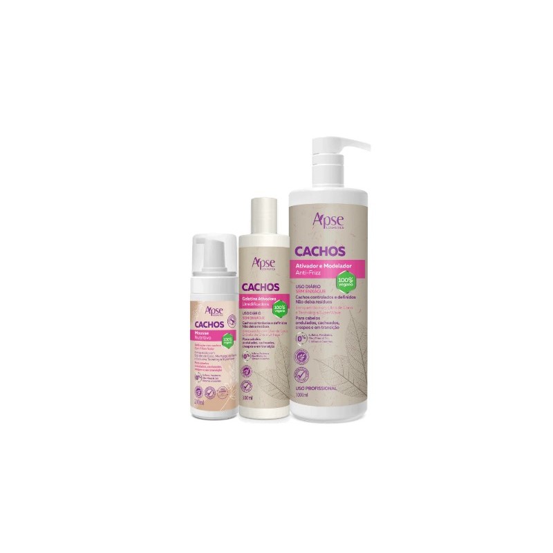 Apse Cosmetics - Curls Finishing Kit - Activator, Gelatin, and Mousse (3 items) Beautecombeleza.com