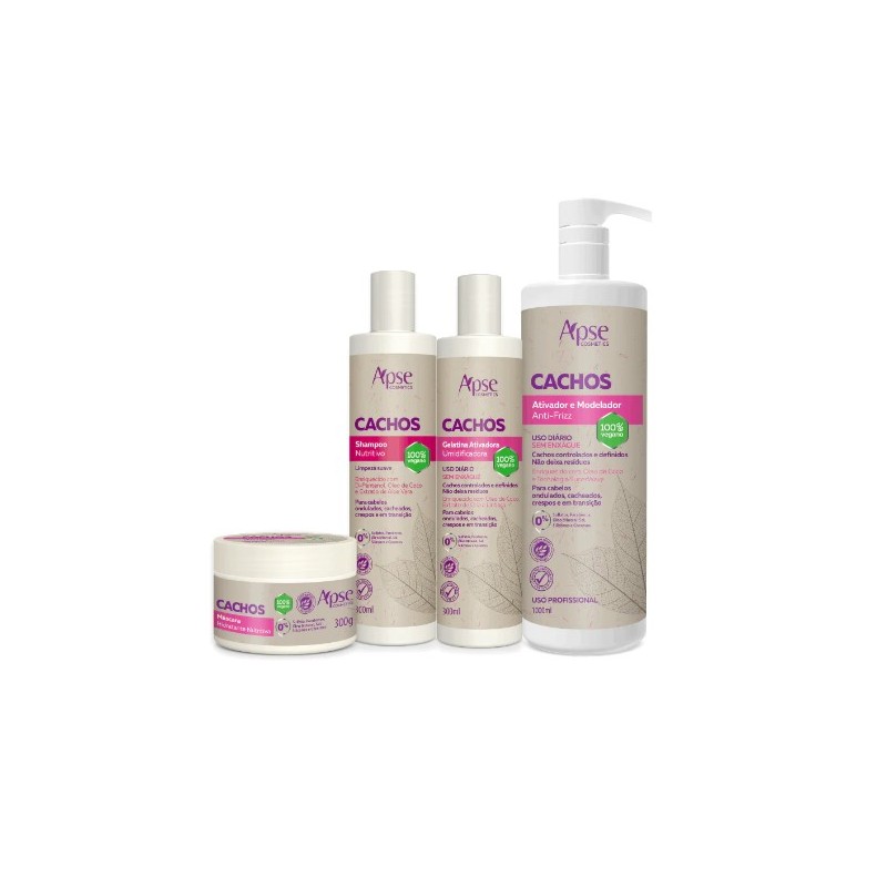 Apse Cosmetics - Curls Kit - Shampoo, Gel, Mask, and Activator (4 ITEMS) Beautecombeleza.com