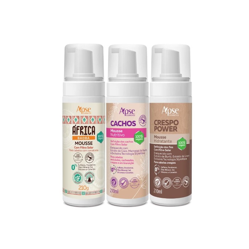 Mousse Báoba Hidratação e Nutrição Kit 3 itens - Apse Cosmetics Beautecombeleza.com