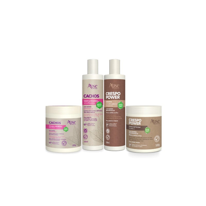 Finalizadores Cachos e Crespo Power Kit 4 - Apse Cosmetics Beautecombeleza.com Finalizadores Cachos e Crespo Power Kit 4 - Apse Cosmetics Beautecombeleza.com