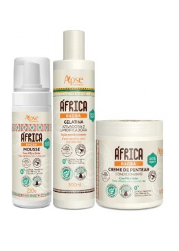 África Baobá Finalizadores - Creme de Pentear, Gelatina e Mousse Kit 3 - Apse Cosmetics  Beautecombeleza.com