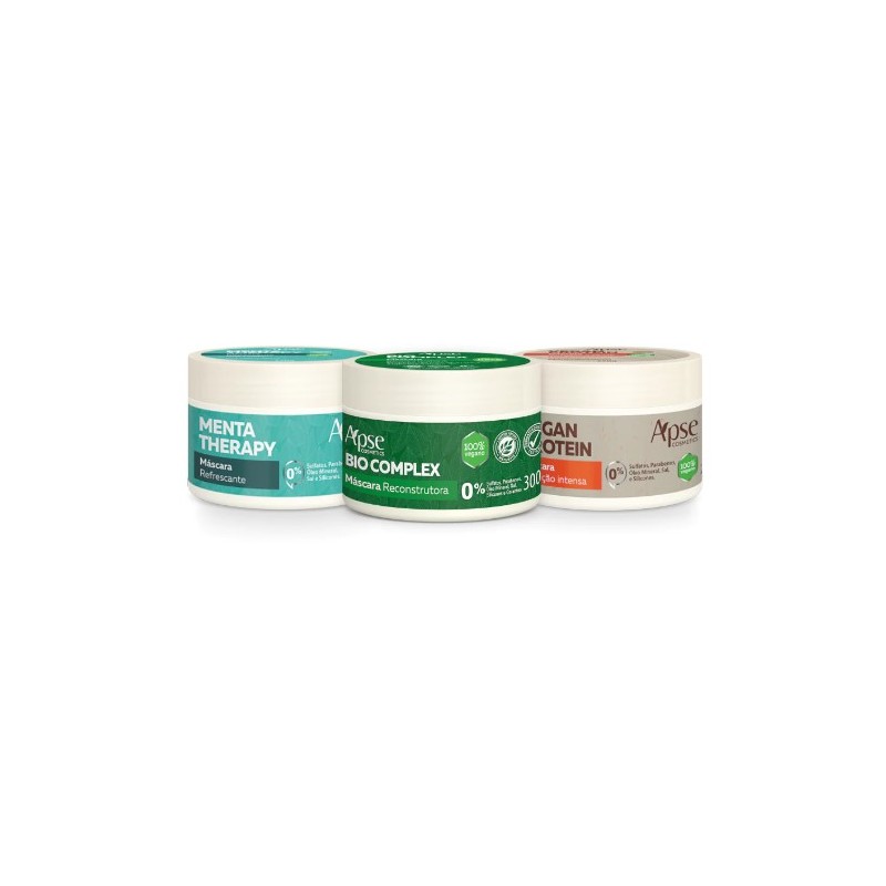Cronograma Capilar Hidratação, Nutrição e Reconstrução Kit 3 Itens - Apse Cosmetics Beautecombeleza.com Cronograma Capilar Hidratação, Nutrição e Reconstrução Kit 3 Itens - Apse Cosmetics Beautecombeleza.com