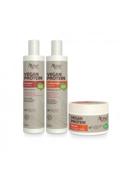 Vegan Protein - Shampoo, Condicionador e Máscara Kit 3 - Apse Cosmetics Beautecombeleza.com