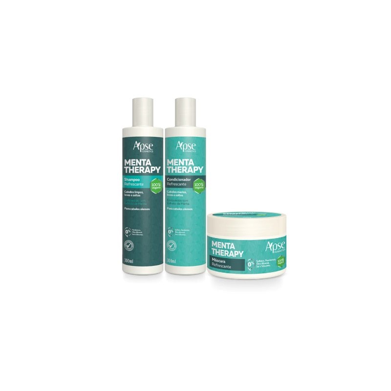 Menta Therapy - Shampoo, Condicionador e Máscara  Kit 3 - Apse Cosmetics   Beautecombeleza.com