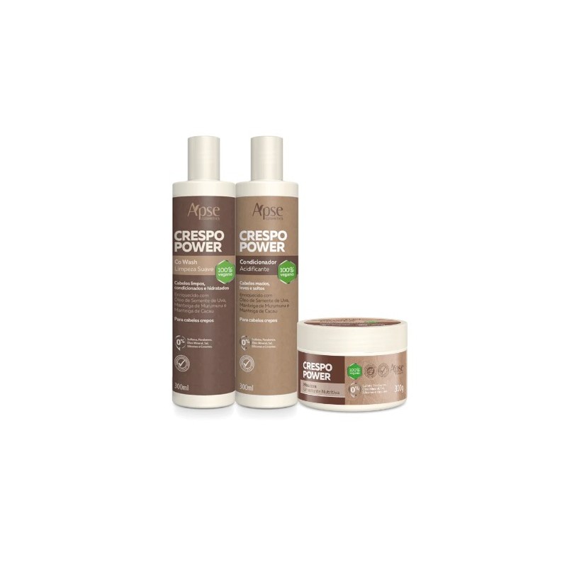 Crespo Power 3 - Co Wash, Condicionador e Máscara Kit 3 - Apse Cosmetics Beautecombeleza.com Crespo Power 3 - Co Wash, Condicionador e Máscara Kit 3 - Apse Cosmetics Beautecombeleza.com