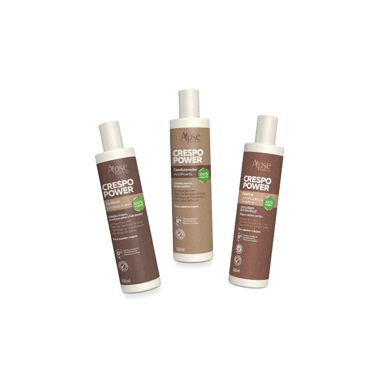 Crespo Power - Co Wash, Condicionador e Gelatina Kit 3 - Apse Cosmetics Beautecombeleza.com